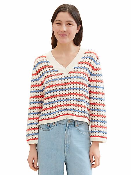 TOM TAILOR Denim Strickpullover in Streifen-Optik günstig online kaufen