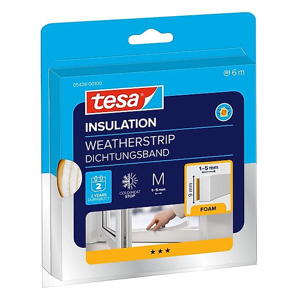 Tesamoll Fensterdichtung / Türdichtung Universal Schaumstoff Weiß 6 m x 0,9 günstig online kaufen