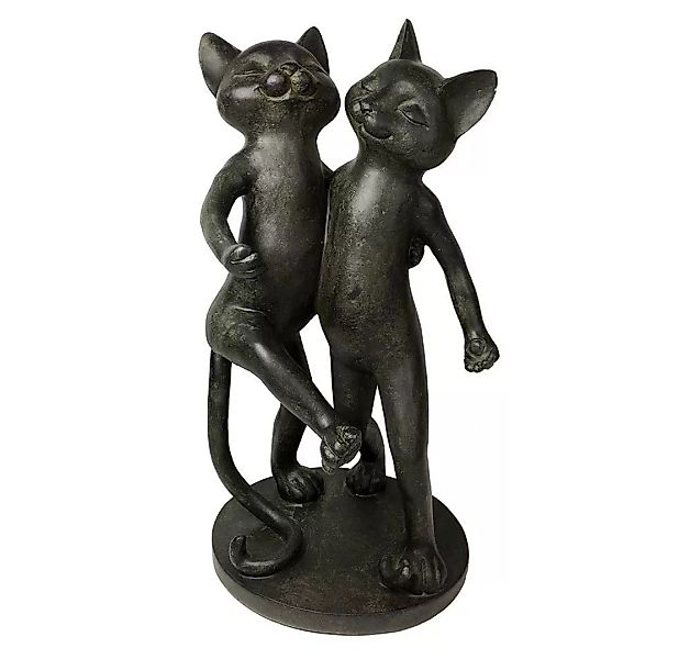 Figur Katzen-Paar Dekofigur 2 Katzen Skulptur Kunstguss schwarz-braun H 34c günstig online kaufen