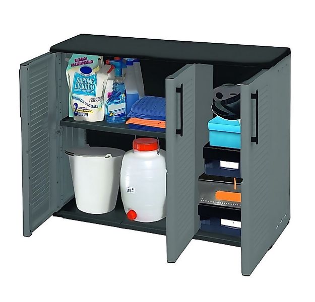 GarPet Garten-Geräteschrank Gartenschrank 3-türig Kunststoff Schrank Wetter günstig online kaufen