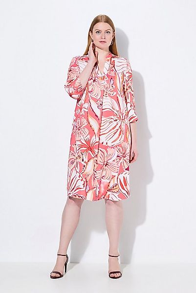 Ulla Popken Midikleid Kleid Blätter A-Linie Stehkragen 3/4-Arm günstig online kaufen