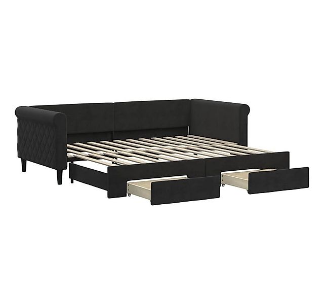 vidaXL Bett Tagesbett Ausziehbar mit Schubladen Schwarz 90x200 cm Samt günstig online kaufen