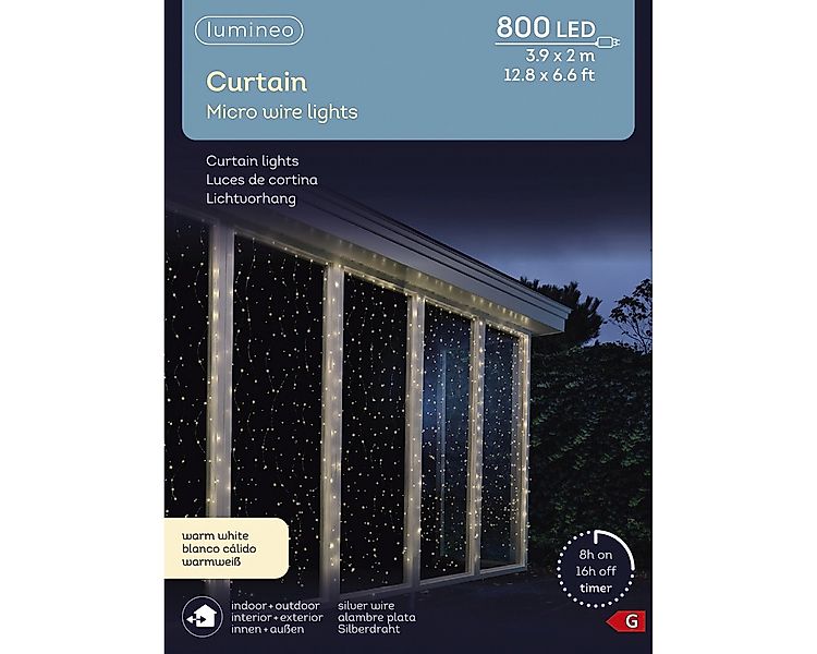 Lumineo Lichtervorhang Lumineo Lichtvorhang CURTAIN LIGHTS 800 LED 3,9x2 m günstig online kaufen