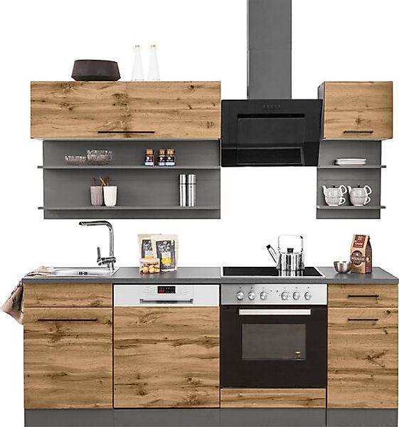 KOCHSTATION Küchenzeile "KS-Tulsa" mit E-Geräten, Breite 210 cm, schwarze M günstig online kaufen