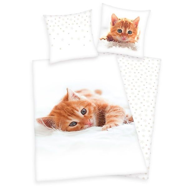 Herding Bettwäsche Kätzchen 135x200cm Katze Weiß günstig online kaufen