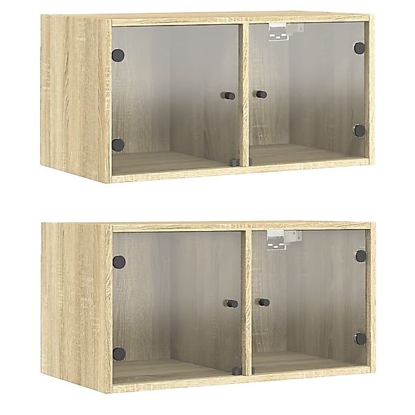 vidaXL Hängeschrank Wandschränke mit Glastüren 2 günstig online kaufen