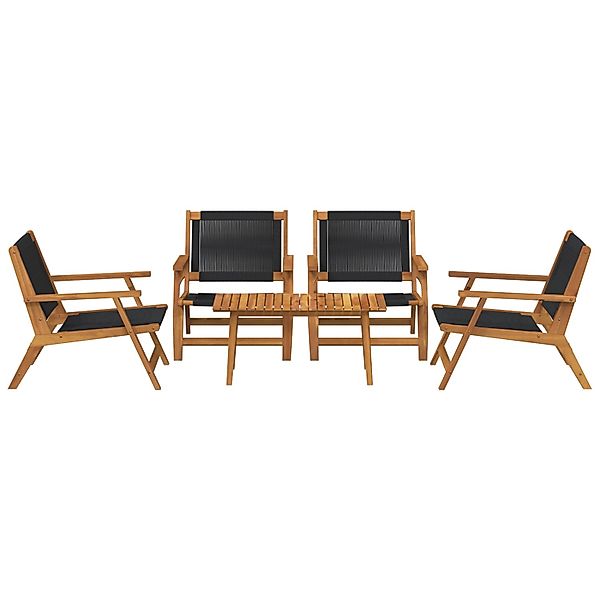 vidaXL 5-Teiliges Set aus Gartenstühlen und Tisch - Schwarzes Akazienholz 3 günstig online kaufen
