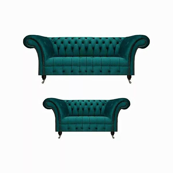 JVmoebel Chesterfield-Sofa Sofagarnitur 2x Sofas Modern Dreisitze mit Zweis günstig online kaufen