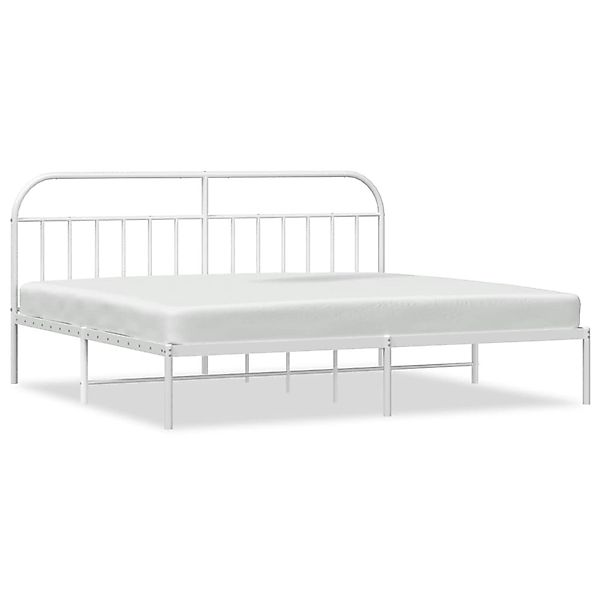vidaXL Bettgestell, Bettrahmen mit Kopfteil Metall Weiß 200x200 cm günstig online kaufen