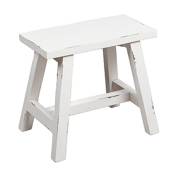 LebensWohnArt Sitzhocker Massivholz Hocker RANCH 50cm Antik-Weiß Beistellti günstig online kaufen