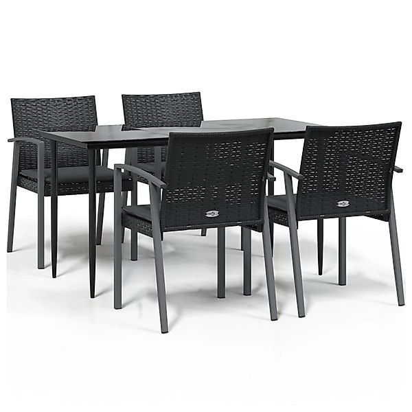 vidaXL 5-Tlg Garten-Essgruppe mit Kissen Poly Rattan und Stahl 3186975 günstig online kaufen