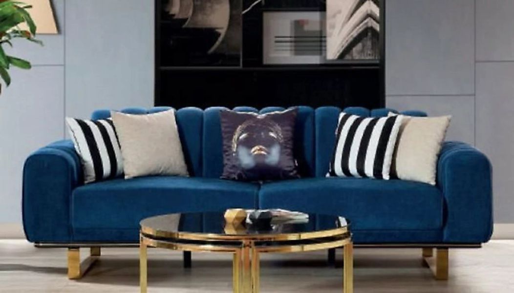 Casa Padrino Sofa Luxus Sofa Blau / Schwarz / Gold 240 x 100 x H. 85 cm - M günstig online kaufen