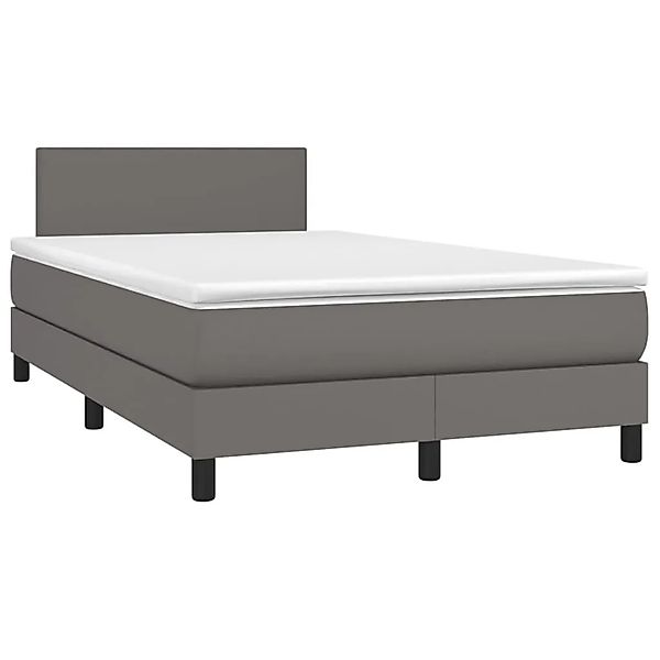 vidaXL Boxspringbett mit Matratze & LED Grau 120x200 cm Kunstleder 3134097 günstig online kaufen