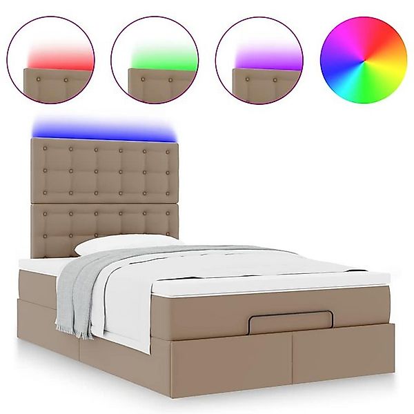 vidaXL Bett Ottoman-Bett mit Matratze & LEDs 120x190cm Kunstleder günstig online kaufen