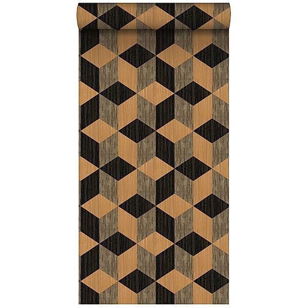 ESTAhome XXL Vliestapete Grafisches 3D Muster Schwarz Und Braun 50 X 900 Cm günstig online kaufen