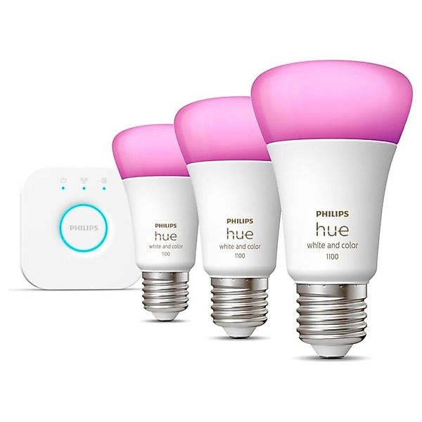 Philips Hue LED-Leuchtmittel Philips Hue White&Col. Amb. E27 3er Set 3x1100 günstig online kaufen