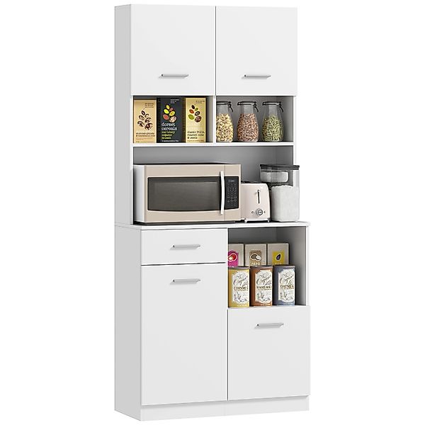HOMCOM Küchenschrank  Hochschrank MDF Weiß 80L x 35B x 180H cm günstig online kaufen
