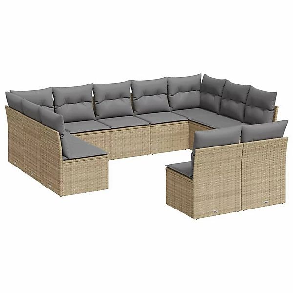 vidaXL 11-tlg Garten-Sofagarnitur mit Kissen Beige Poly Rattan Modell 49 günstig online kaufen