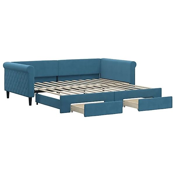 vidaXL Tagesbett Ausziehbar mit Schubladen Blau 100x200 cm Samt 3197825 günstig online kaufen