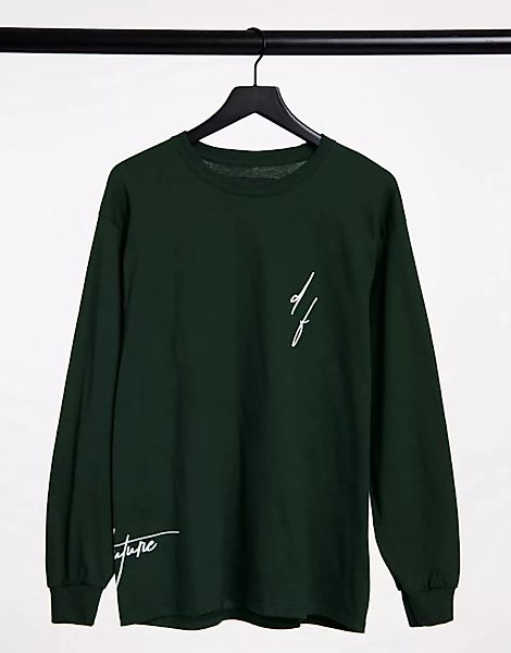 ASOS – Dark Future – Langärmliges Shirt mit Logo in Grün günstig online kaufen