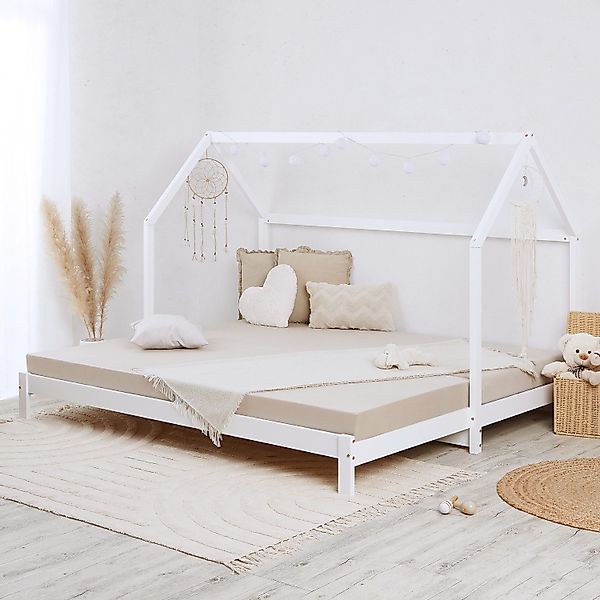 Homestyle4u Hausbett 90x200 Kinderbett Hausbett Weiß günstig online kaufen