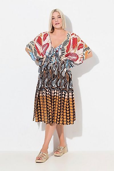 Ulla Popken Strandkleid Kaftan Safari V-Ausschnitt günstig online kaufen