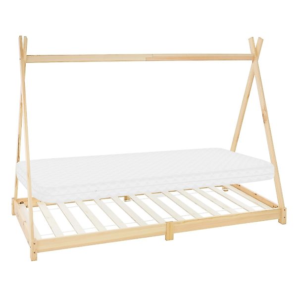 ML-Design Kinderbett Tipi 90x200cm Natur mit Lattenrost Matratze H10cm günstig online kaufen