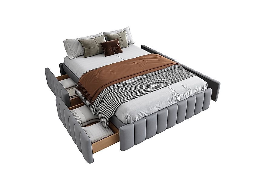 REDOM Polsterbett Doppelbett Funktionsbett mit Lattenrost Bettrahmen (Staur günstig online kaufen
