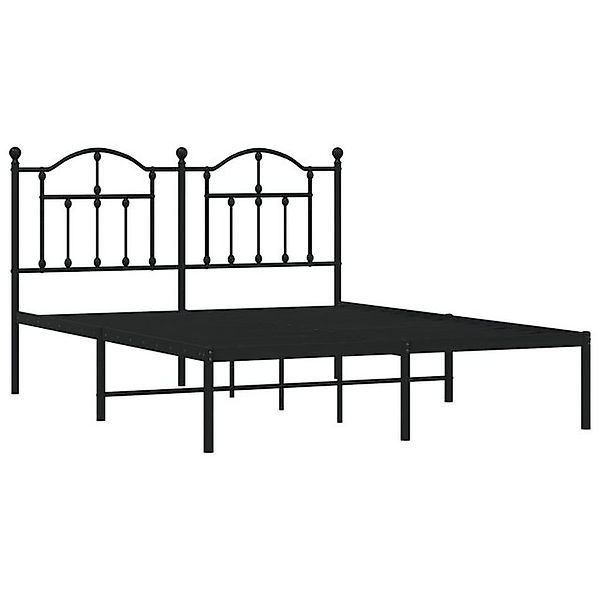 vidaXL Bettgestell Bettrahmen mit Kopfteil Metall Schwarz 140x200 cm Bett B günstig online kaufen