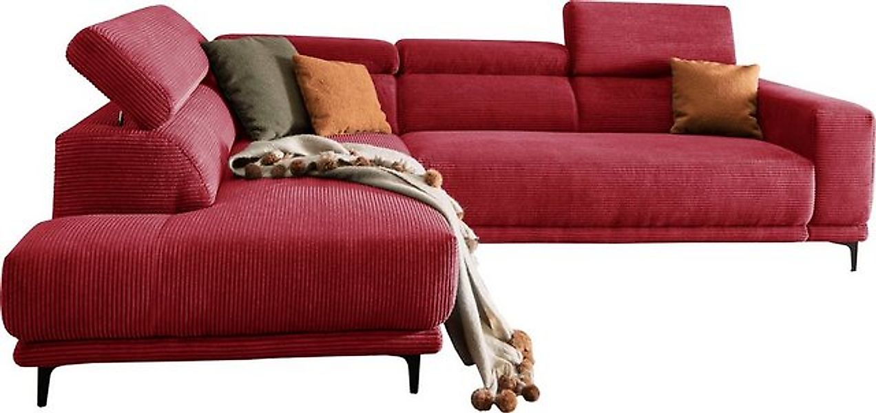 alina Ecksofa Hikari, wahlweise mit Sitzvorzug, in modernem Cordstoff, Brei günstig online kaufen
