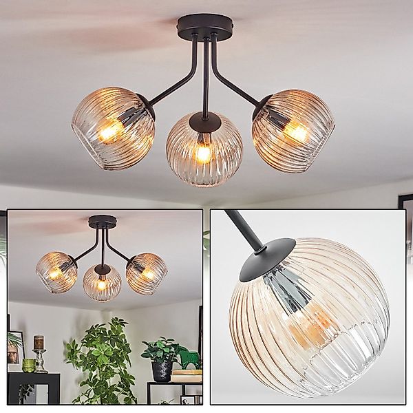 hofstein Deckenleuchte Deckenlampe aus Metall/Riffelglas in günstig online kaufen