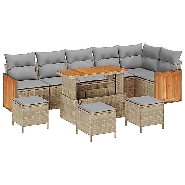 vidaXL Gartensofa-Set mit Kissen 12 Stk Beige und Hellgrau Poly-Rattan 3365 günstig online kaufen