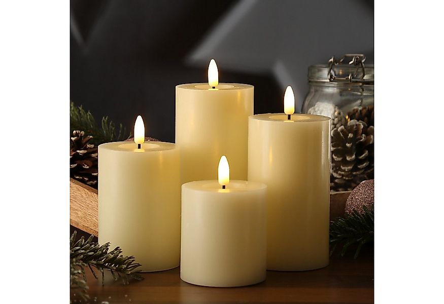 MARELIDA LED-Kerze Kerzenset ELIA Echtwachs Stumpenkerzen für Adventskranz günstig online kaufen