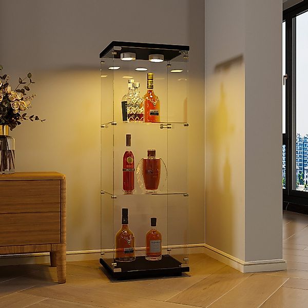 FUROKOY Glasvitrine Vitrinenschrank mit Glastüren Beleuchtung günstig online kaufen