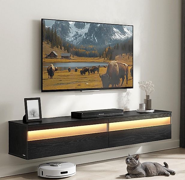 VASAGLE TV-Schrank TV-Board hängend, 7 Lichtfarben, mit Ladestation, Breite günstig online kaufen
