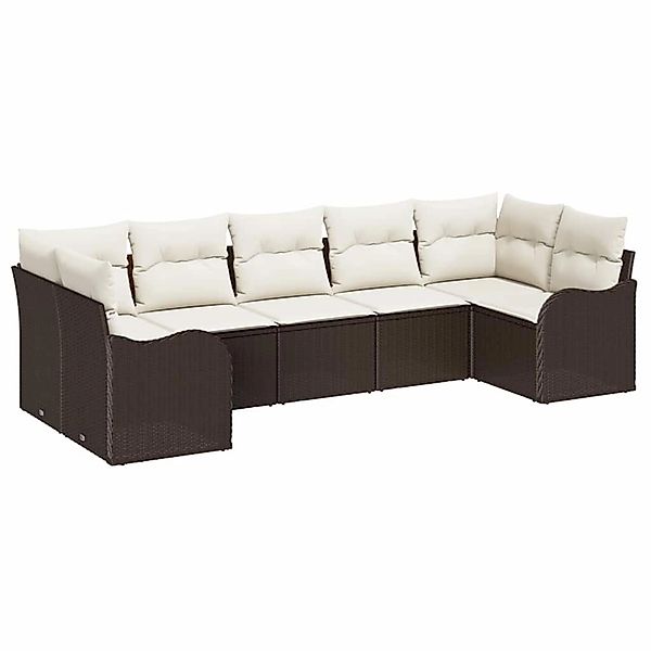 vidaXL Garten-Sofa-Set mit Kissen 7-Tlg Braun und Weiß Poly Rattan 3354517 günstig online kaufen
