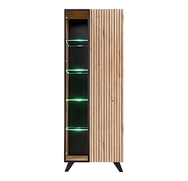 Lomadox Vitrine LATERZA-164 Vitrinenschrank in Hickory Jackson (Kastanie), günstig online kaufen