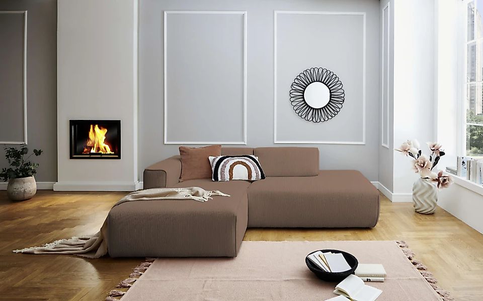 Columbia Ecksofa "Noord mit Kedernaht, Breite 227 cm, L-Form" Cord, Struktu günstig online kaufen