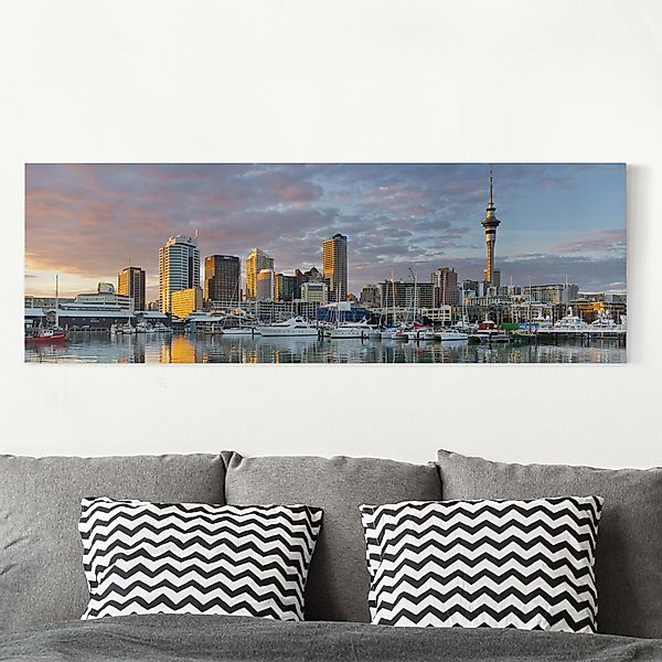 Leinwandbild - Panorama Auckland Skyline Sonnenuntergang günstig online kaufen