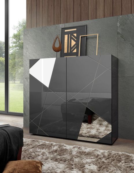 INOSIGN Highboard "Vittoria" Breite 121 cm, Front mit Siebdruck und Spiegel günstig online kaufen