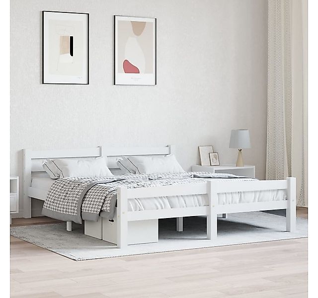 furnicato Bettgestell Massivholzbett Weiß Kiefer 160x200 cm (1-tlg) günstig online kaufen