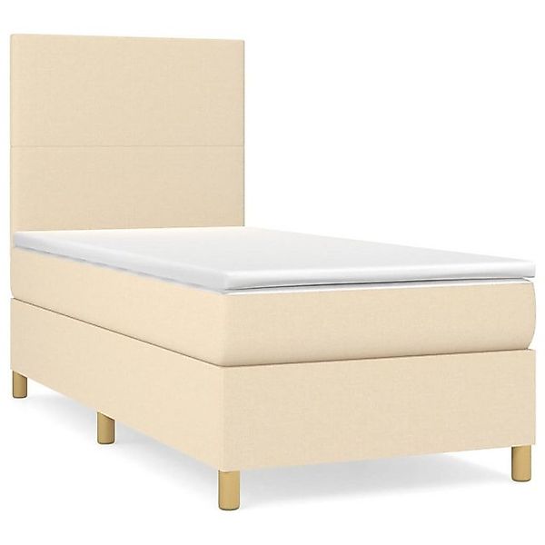 vidaXL Boxspringbett, Boxbett mit Matratze Creme 90x200 cm Stoff günstig online kaufen