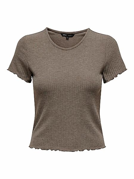 ONLY Rundhalsshirt "ONLEMMA – Kurzarmshirt mit gewelltem Abschluss", Rundha günstig online kaufen