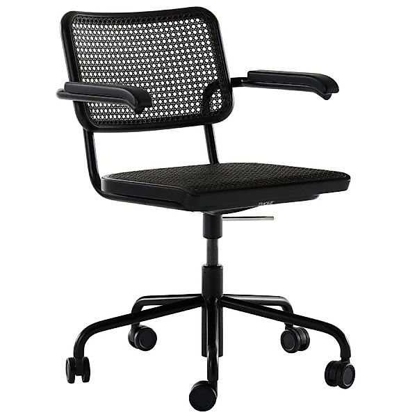 THONET Drehsessel S 64 VDR Dark Melange mit Armlehnen | Rohrgeflecht-Sitz | günstig online kaufen