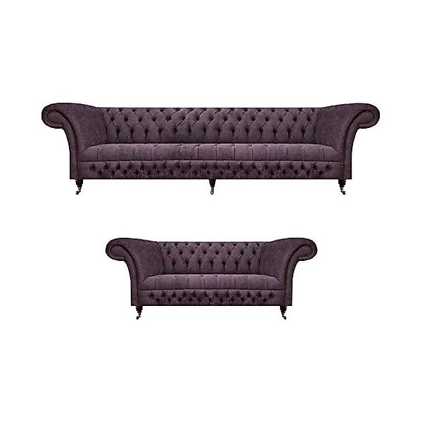 JVmoebel Chesterfield-Sofa Luxus Lila Sofa Dreisitzer Design Sessel Sofagar günstig online kaufen