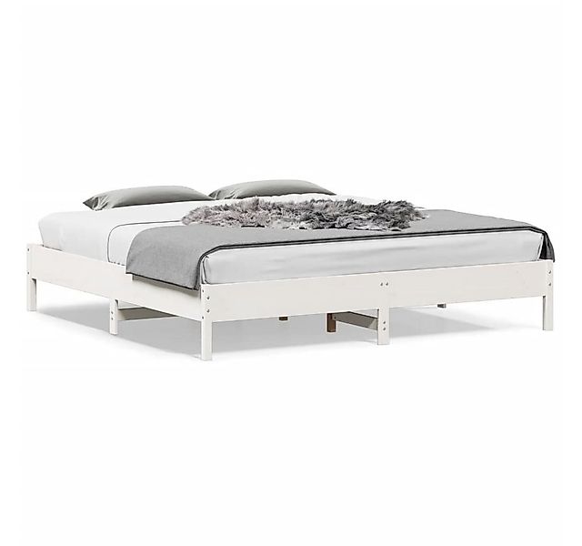 furnicato Bettgestell Massivholzbett ohne Matratze Weiß 180x200 cm Kiefernh günstig online kaufen