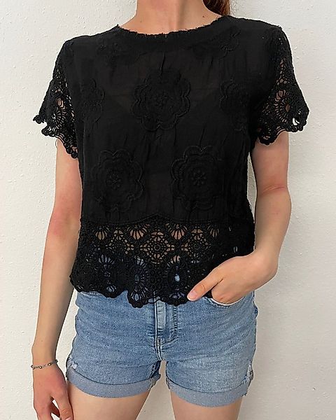 ITALY VIBES T-Shirt JUNA - Kurzarmshirt - mit Spitze - leichtes Häkel Shirt günstig online kaufen