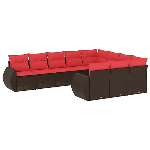 vidaXL 10-Tlg Gartensofa-Set mit Kissen Braun Polyrattan 3221893 günstig online kaufen