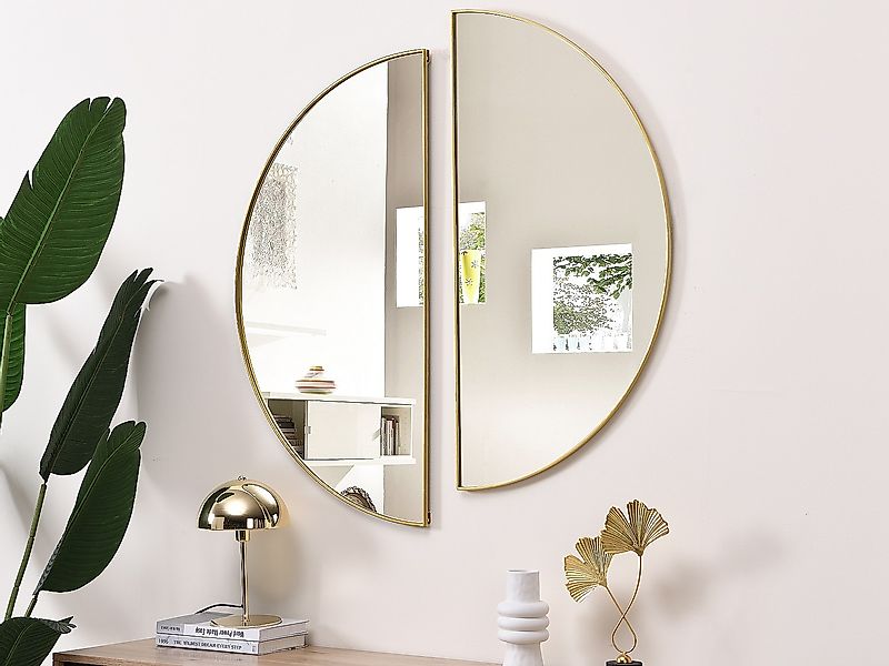 Spiegel halbrund Design 2er-Set - 50 x 100 cm - Goldfarben - GAVRA günstig online kaufen