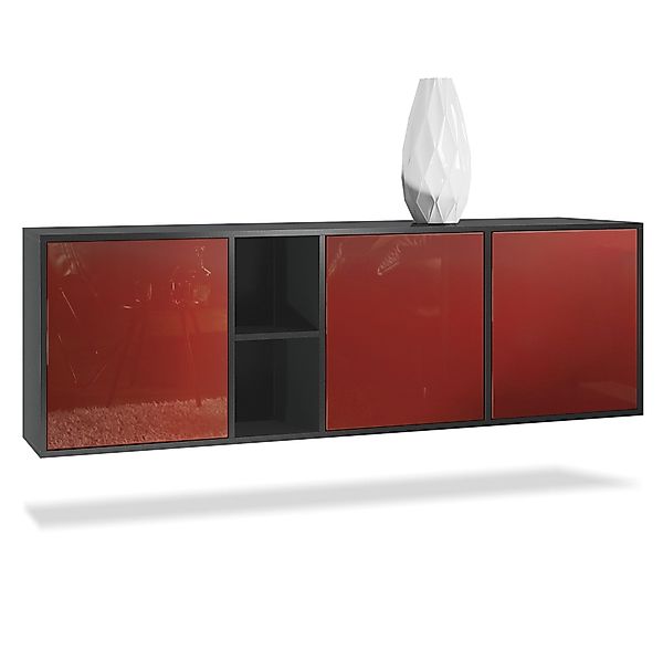 Vladon Sideboard Cuba (Kommode, mit 3 Türen und 2 offene Fächer), Schwarz m günstig online kaufen